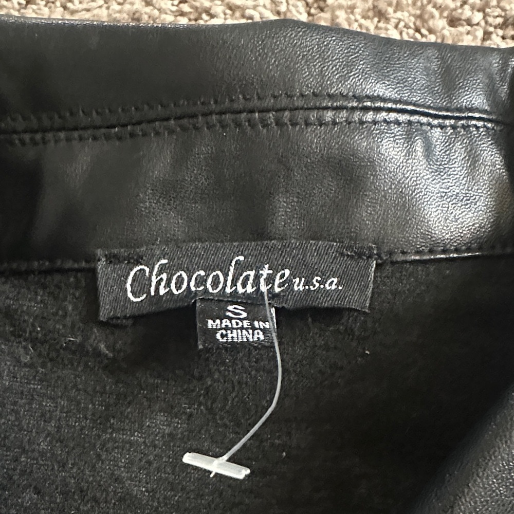 Black Women's Faux Leather Jacket - Picture 7 of 7
